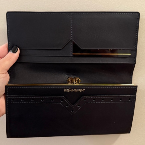 Yves Saint Laurent Black Leather Long Wallet - Picture 9 of 12